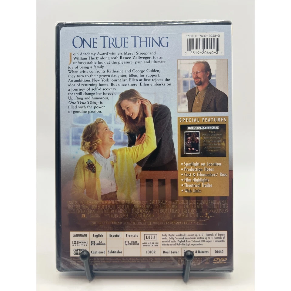 One True Thing *NEW SEALED* DVD Meryl Streep Renee Zellweger William Hurt - Imagem 2 de 2
