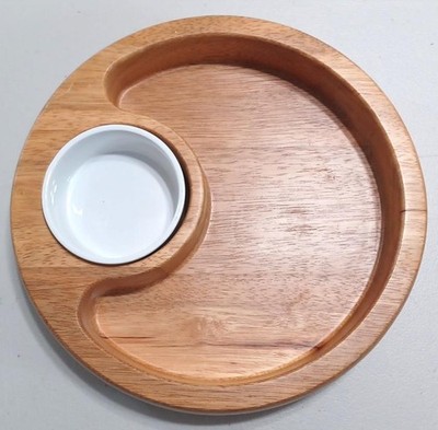 Wood Beechwood Chip and Dip Veggie Set Round 11 1 /2'' Entertain Party