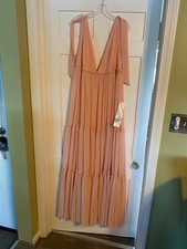 Mac Duggal  Ieena Blush Pink Tiered Chiffon NEW with tags Size 14