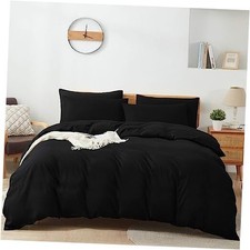 Duvet Cover Size, 3 Pieces Bedding Duvet Cover Sets, Ultra Soft and King Black