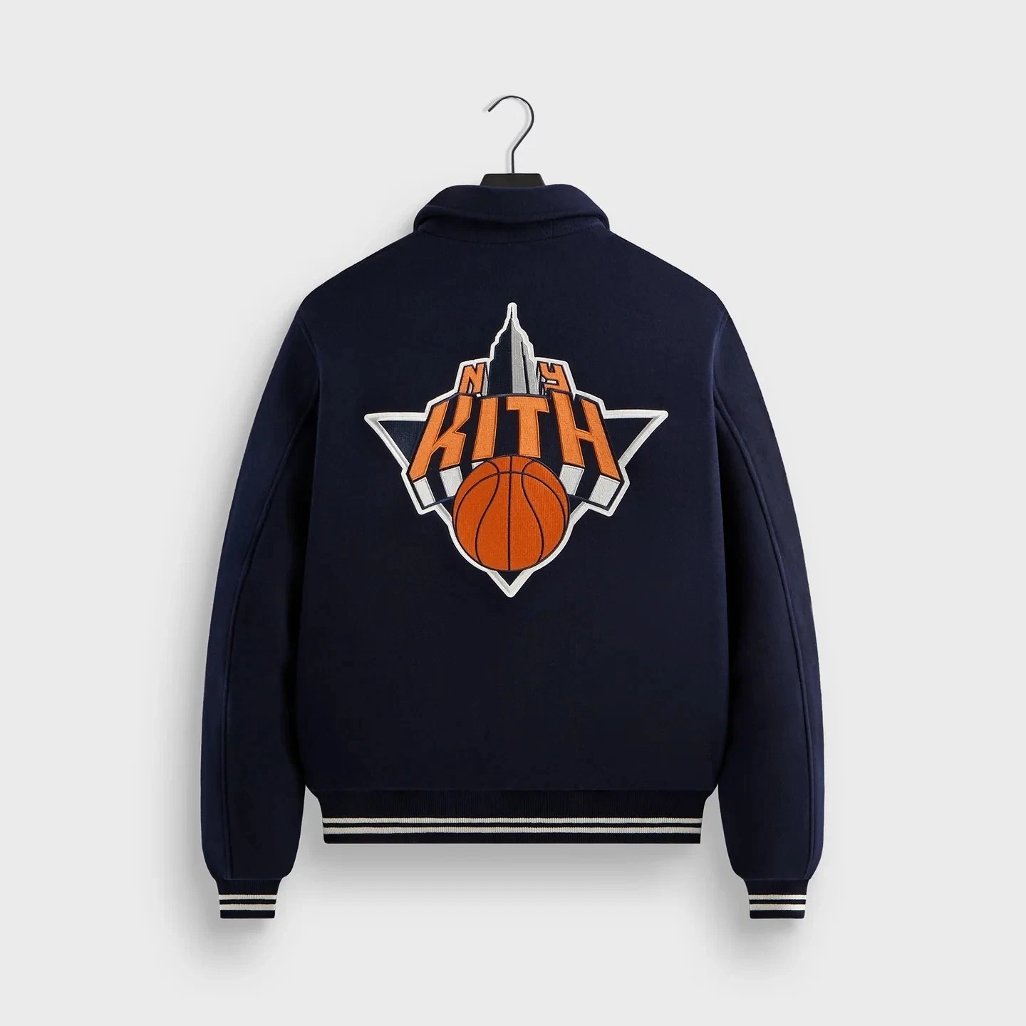 KITH x New York Knicks Varsity Jacket Nocturnal Wool NBA Bomber KNICKS Applique