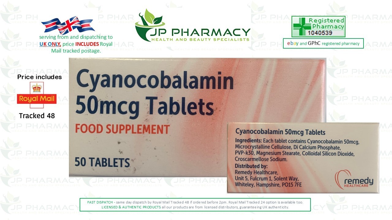 Remedy Healthcare Cyanocobalamin Vitamin B12 50mcg Tablets (3 x 50 pack) - Image 6