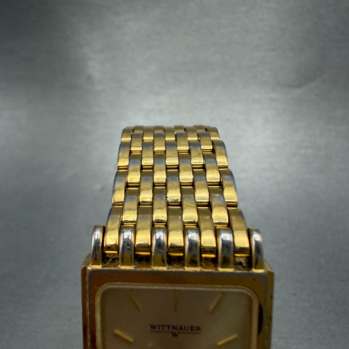 Wittnauer Tank Watch Men 24mm Champagne Dial Gold Tone JV23815120