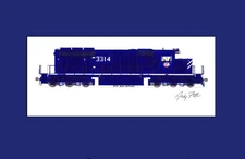 Missouri Pacific SD40-2 #3314 11"x17" Matted Print by Andy Fletcher signed