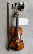 Violon ancien Hermann Trapp Wildstein b. Eger Bohemia + Archet + Boite