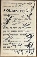 CHORUS LINE—12 SIGNED—Bennett•Kirkwood•Hamlisch•McKechnie•Lopez•LuPone—PULITZER