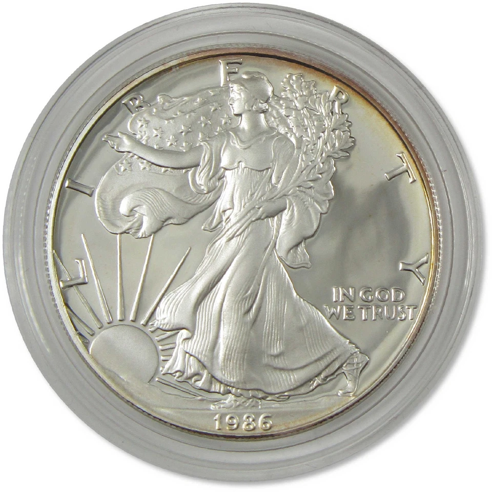 1986 S American Silver Eagle Choice Proof Bullion $1 Coin OGP COA - Image 2 of 3