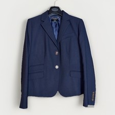 Talbots Blazer Women s 12P Navy Wool Stretch Gold Buttons Career Academic