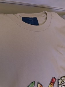 Gildan Beige Cotton Graphic Print Crew Neck Short Sleeve Teacher T-Shirt L