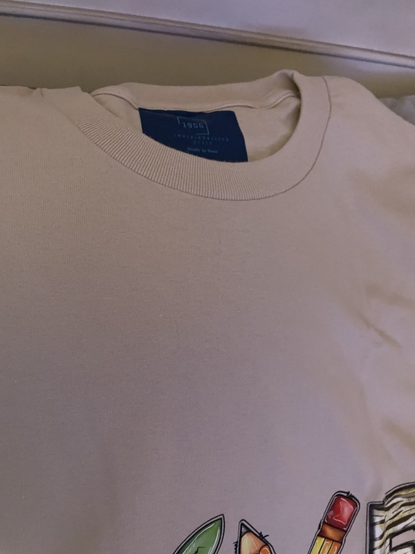 Gildan Beige Cotton Graphic Print Crew Neck Short Sleeve Teacher T-Shirt L