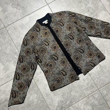 Orvis VTG Cotton Reversible Paisley Tapestry Quilted Jacket Coat Boho Western L