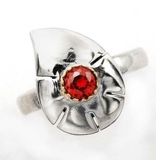 Natural Two Tone Fire Garnet 925 Solid Sterling Silver Ring Sz 7