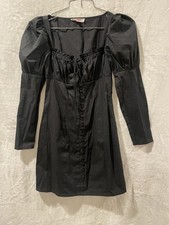 Urban Outfitters Eggie Women XS Mini black long sleeve peasant Gothic Punk dress