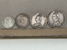 Queen Victoria Double Florin, Half Crown,florin And Shilling 1887 Grouping Nice