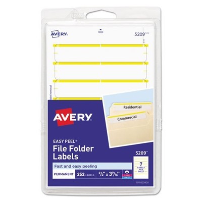 Avery 4'' x 6'' - Permanent File Folder Labels, 0.69x3.44, 7/Sheet, 36 Sheets/Pack