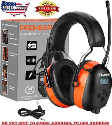 PROHEAR 027 AM FM Radio Headphones with Digital Display, 25Db NRR, Safety Ear Pr
