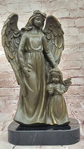 Moreau Guardian Angel Bronze Figurine Divine Protector Religious Home Decor Sale