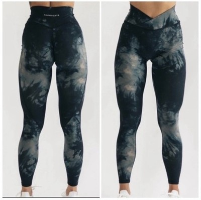 Alphalete Surface Power Black Oil Stain Legging 27  Large NWT