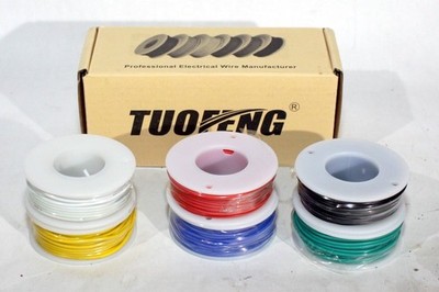 TUOFENG 26 AWG 6 COLOR WIRE SPOOLS 10M EACH, 60M TOTAL NIB