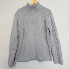 Vintage Polo Ralph Lauren Thick Cotton Ribbed Quarter Zip Sweater Mens XXL Gray