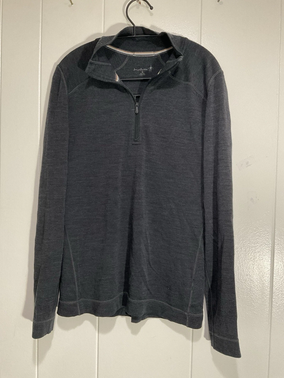 Smartwool Women’s Gray Merino Wool 1/2 Pullover Top Large Layering Baselayer