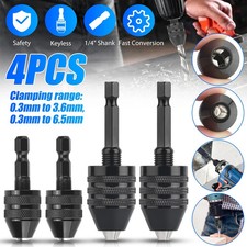 4Pcs 1/4"Hex Shank Keyless Drill Chuck Adapter Bit Quick Change Converter Driver