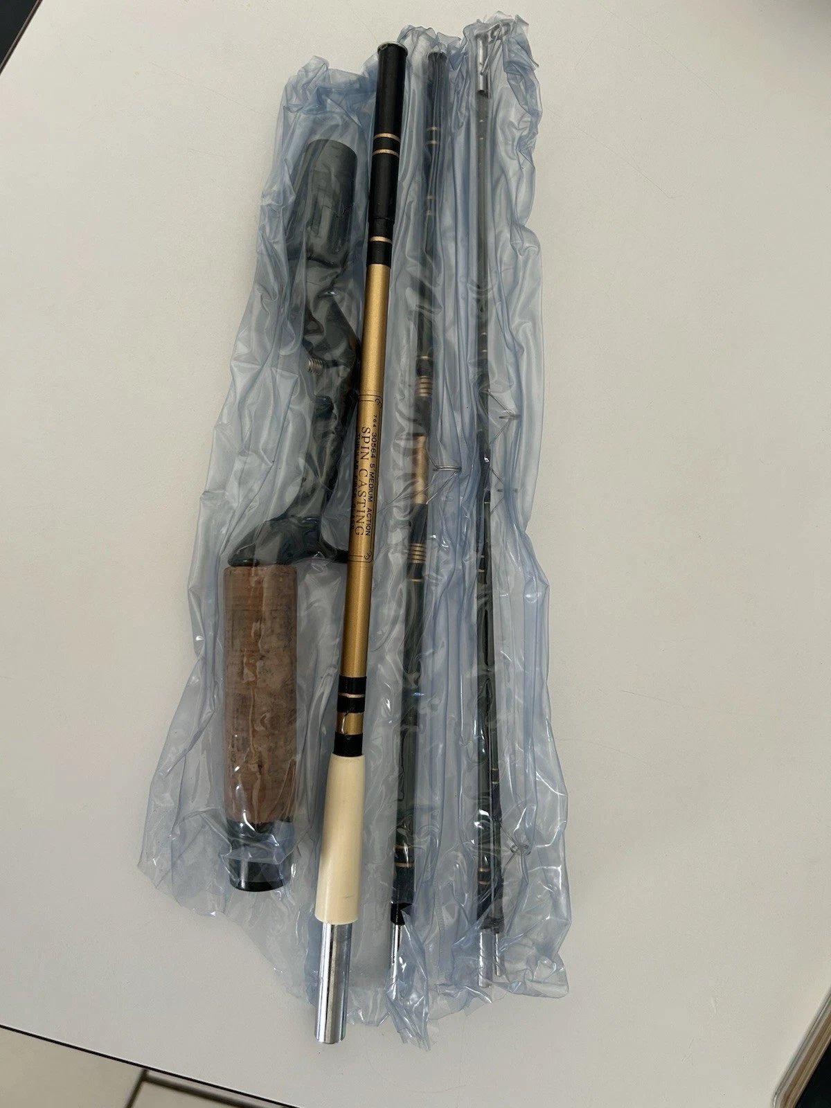 Travel 5 Piece 5’ Spin Casting Fishing Rod Sears & Padded Case Fiber Glass