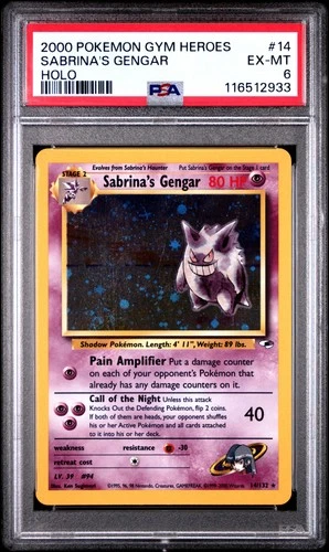 2000 POKEMON GYM HEROES HOLO #14 SABRINA'S GENGAR PSA 6