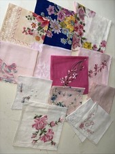Lot of 13 Vintage Linen Lace Handkerchief Wedding Hankie Victorian 1950s Pinks