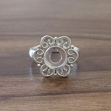 Sterling Silver Plated 12x12mm Bezel Cup Ring Blank DIY Jewelry Making Setting