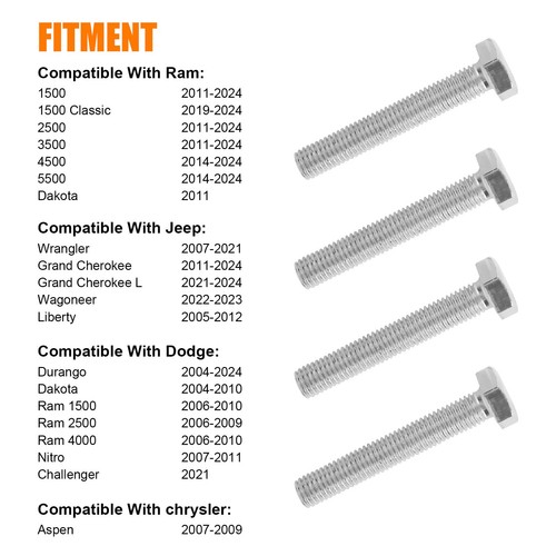 Exhaust Manifold Flange Bolts & Nuts 03442 Hardware Kit Compatible with Jeep ... - Picture 2 of 6
