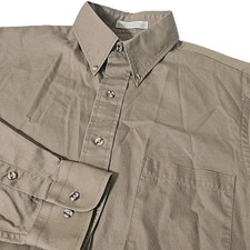 Vintage EAGLE SHIRTMAKER Tan DRESS BUTTON L SHIRT 15 32/33 MADE IN USA Khaki EUC