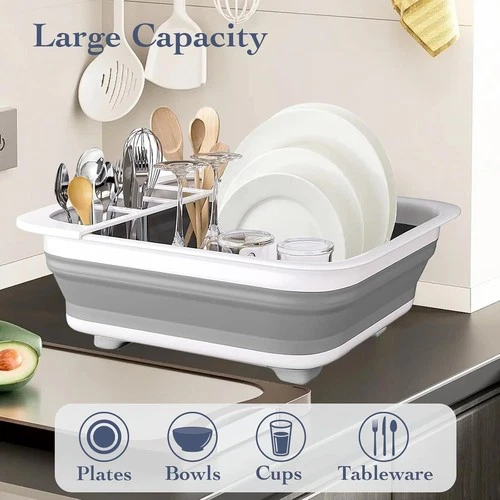 1 Faltbar Abtropffläche Geschirr Halter Geschirr Trockengestell Spüle Organizer Küche - Bild 4 von 11