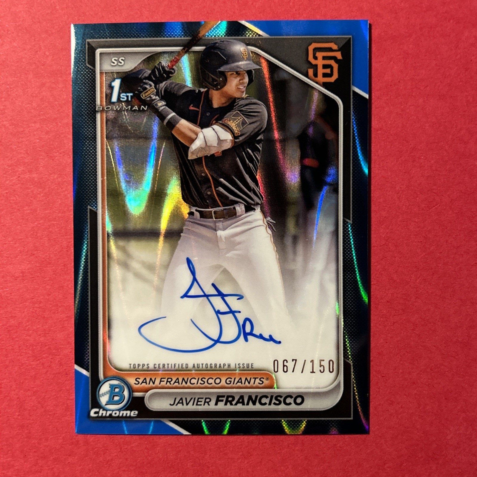 2024 Bowman Chrome 1st JAVIER FRANCISCO #067/150 Auto Blue Raywave #CPA-JFA