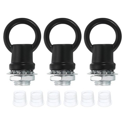 3 Set 8kg M10 Thread Lifting Eye Nut Female Loop Holder 14mm Hook Ring Black