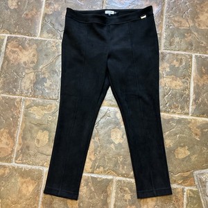 Calvin Klein Faux Suede Ankle Pants Women's Size XL Black Skinny Stretch