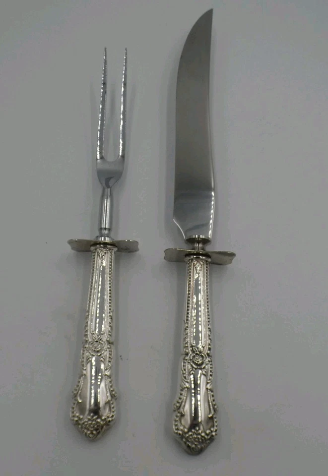 Juego de 2 piezas de toalla TWS350 con cuentas rosas mango de ley tallado de acero inoxidable Foto 3 de 4