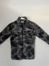 Columbia Boys' Camouflage Fleece Zip Jacket Gray Black M Mid-Length Long Sleeve