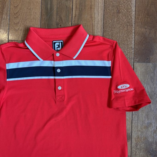 Junior Boys FootJoy Polo Shirt Red Black "Sequoyah National" Golf sz L - Picture 2 of 10