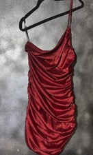 Elegant Draped Red Ruched One Shoulder Cocktail Dress Size Large NWT