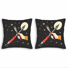 Set of 2 18x18in Throw Pillow Covers - Whimsical Colorful Floral Design