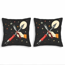 Set of 2 18x18in Throw Pillow Covers - Whimsical Colorful Floral Design 