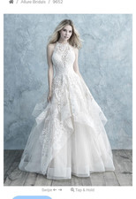 Allure Bridals 9652 Ivory Lace Beaded Halter Ball Gown Wedding Dress  Size 24w