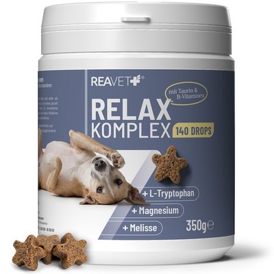 REAVET Beruhigungs Drops für Hunde 350g/140Stk Relax Komplex mit L-Tryptophan