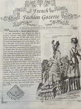 Antique 1875 DOLL PATTERN French Fashion Gazette Vol 2 No 6 MORNING DRESS Vtg