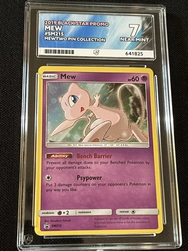 Mew SM215 Black Star Promo Mewtwo Pin Collection 2019 Pokemon Ace 7 Grade