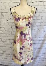 Ann Taylor LOFT  Dress Multicolored A-Line Ruffle Neckline Size 6 Petite