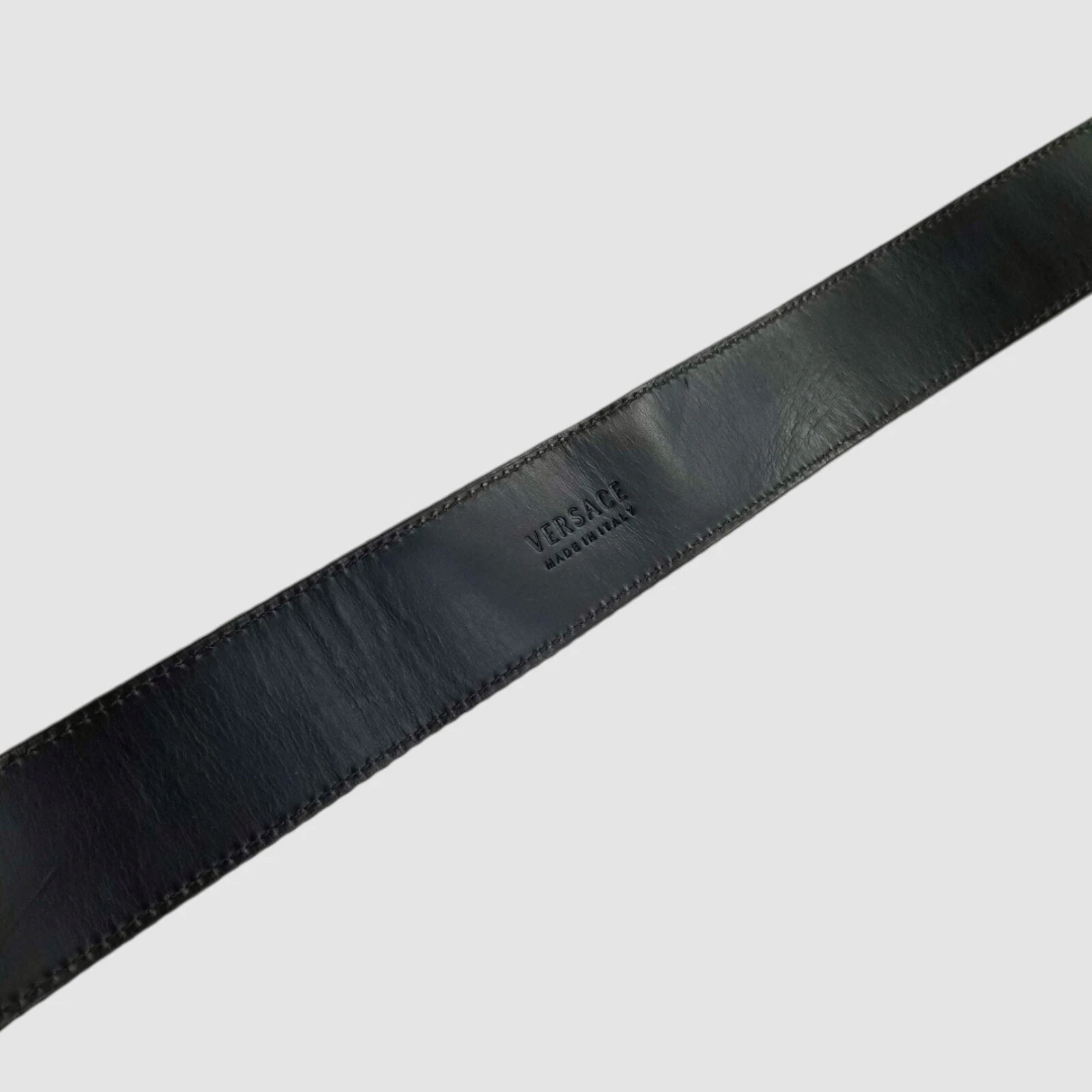Versace Cinturino Uomo Nero Tonale Greco Chiave Web Nylon Pelle Misura 32 in 80 cm
