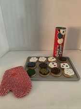 Melissa Doug Wooden Cookies Sheet Oven Mitt Play Food And Cookie Container