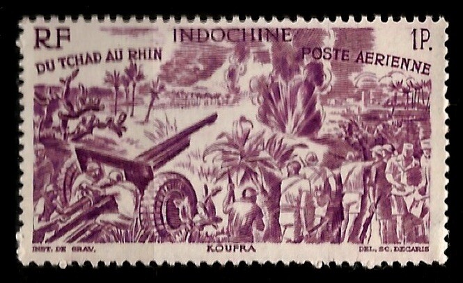 WWII Major War Events Capture of Kufra N Africa 1945 French Indochina Mint Stamp
